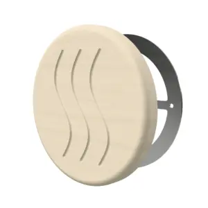TESLI CIRCULAR Sauna Vent Cover D100 with Stainless Steel Mounting Piece - 3D product view on white