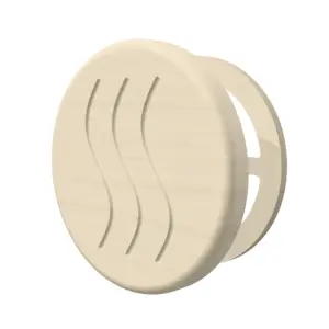TESLI CIRCULAR Sauna Vent Cover D100 with Wooden Mounting Piece - 3D product view on white