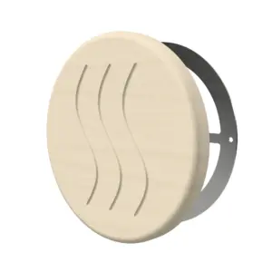 TESLI CIRCULAR Sauna Vent Cover D125 with Stainless Steel Mounting Piece - 3D product view on white
